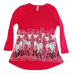Mac & Belle Tunic Santa Deer Swing Red Size L